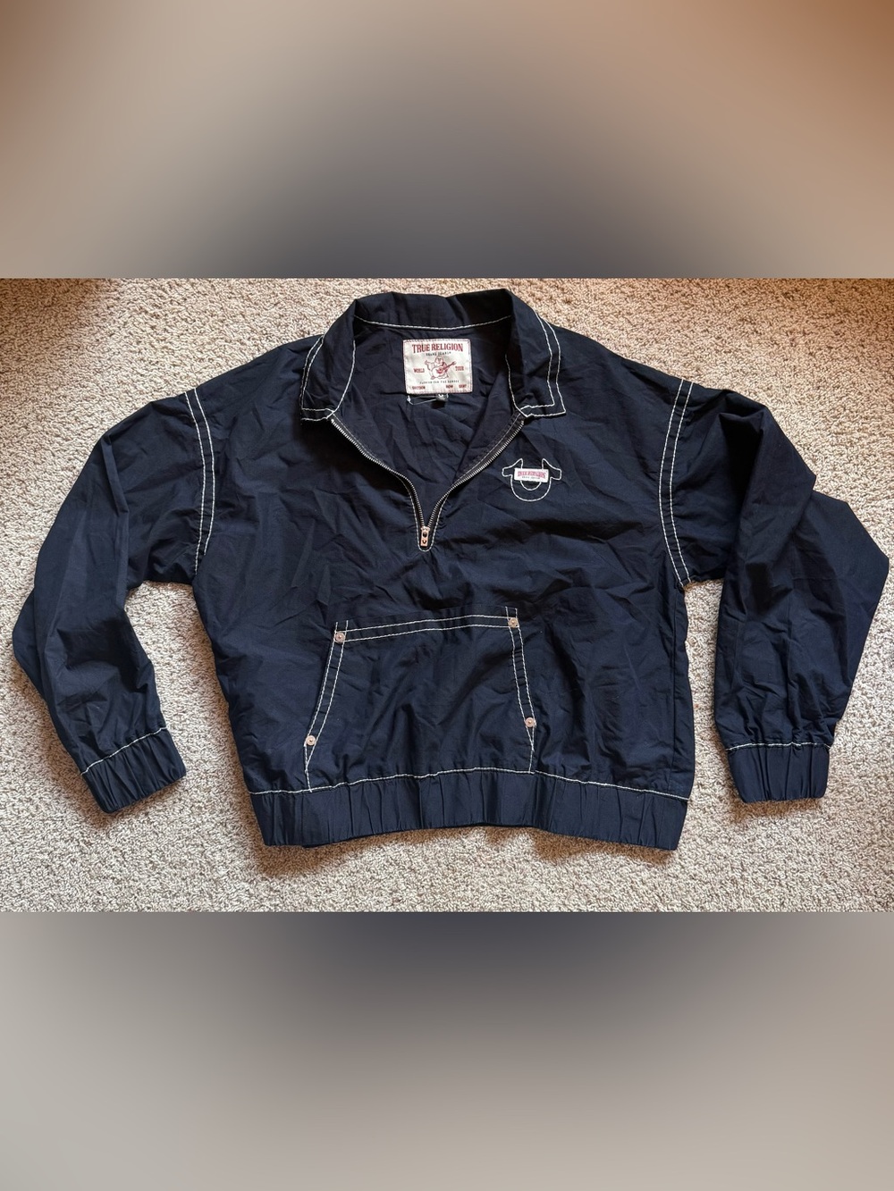 LAST CHANCE!! NWOT TrueReligion Black Half Zip Track Pullover With Front pocket
